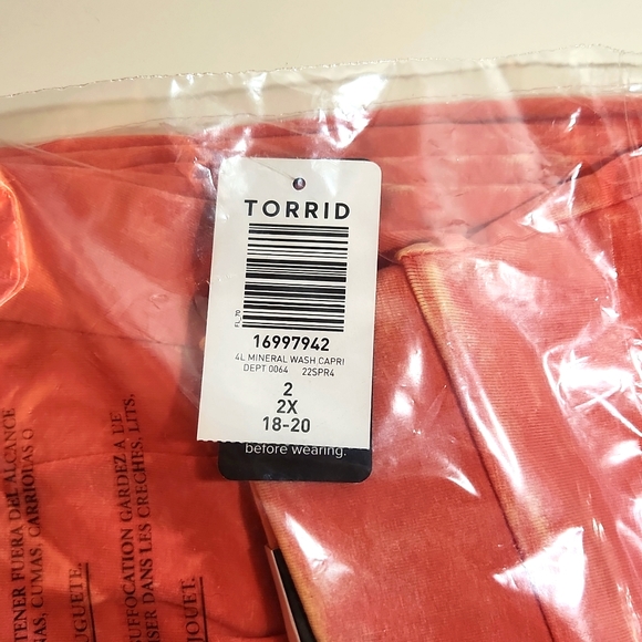 ❤️NWT TORRID LEGGING - MINERAL WASH - CAPRI - ORANGE PASTEL - PLUS SIZE - Picture 4 of 10